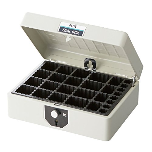 科目印箱 印鑑ケース　事務用品　勘定科目　回転 スチール 昭和レトロ 印箱 Amazon | プラス スチール印箱 (シールボックス) エルグレー